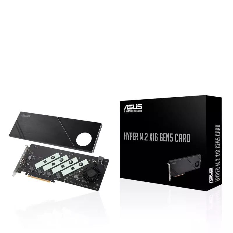 ASUS Hyper M.2 x16 Gen5 Card PCIe 5.0 M.2-adapter met actieve koeling