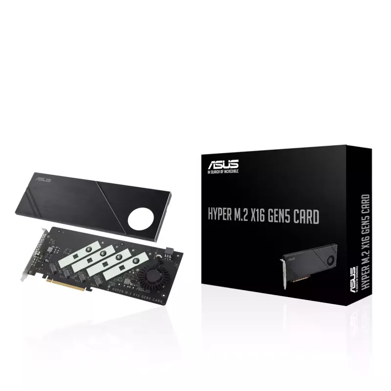 ASUS Hyper M.2 x16 Gen5 Card PCIe 5.0 M.2-adapter met actieve koeling