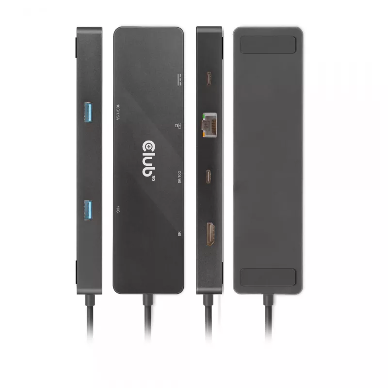 CLUB3D USB3.2 Gen2 Type-C, 6-in-1 draagbaar dual-display dock met USB Type-C video 4K60Hz