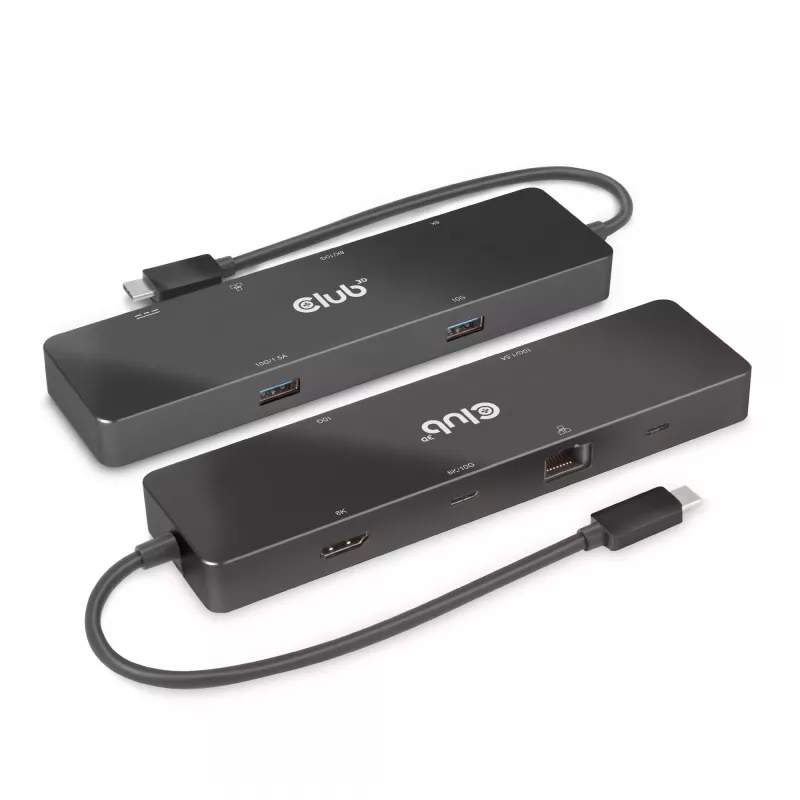 CLUB3D USB3.2 Gen2 Type-C, 6-in-1 draagbaar dual-display dock met USB Type-C video 4K60Hz