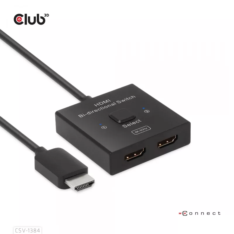 CLUB3D HDMI 2-in-1 bi-directionele switch 8K60Hz 4K120Hz CSV-1384