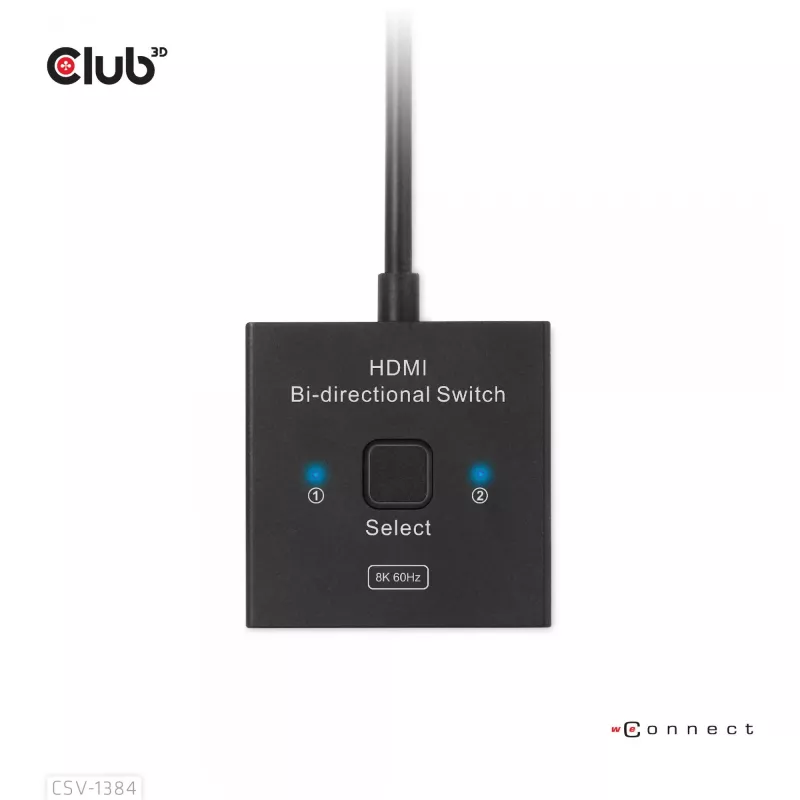 CLUB3D HDMI 2-in-1 bi-directionele switch 8K60Hz 4K120Hz CSV-1384