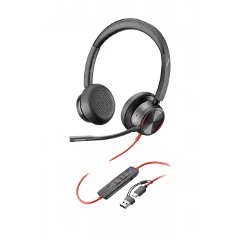 HP Poly Blackwire 8225 stereo Microsoft Teams gecertificeerd USB-C headset + USB-C/A-adapter