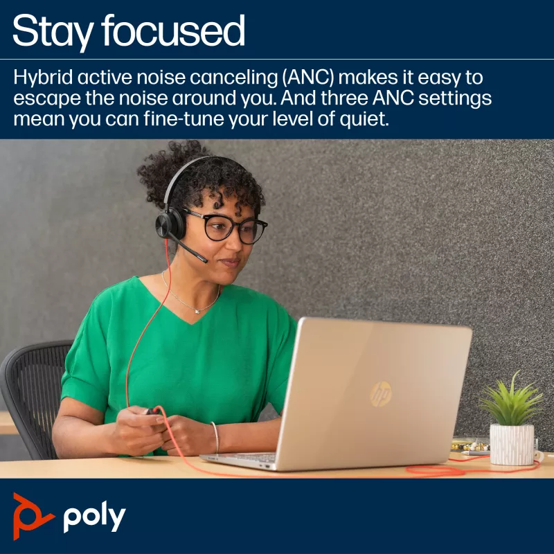 HP Poly Blackwire 8225 stereo Microsoft Teams gecertificeerd USB-C headset + USB-C/A-adapter