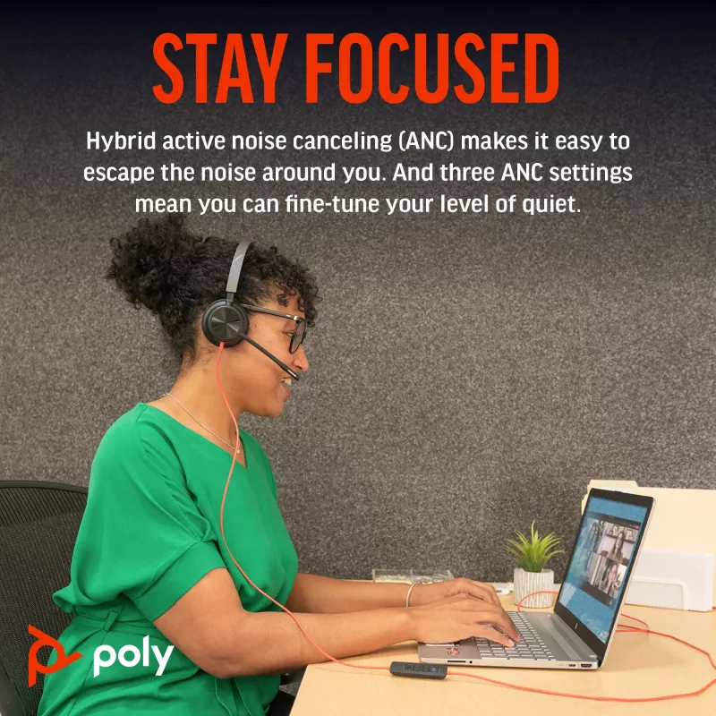 HP Poly Blackwire 8225 stereo Microsoft Teams gecertificeerd USB-C headset + USB-C/A-adapter