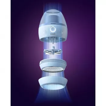 Pluizenrazer Philips GCA2100/20, blauw, roestvrijstalen mesjes, batterijvoeding, 90 min looptijd