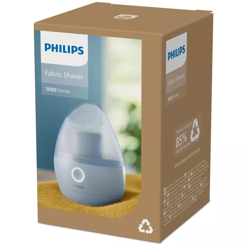 Pluizenrazer Philips GCA2100/20, blauw, roestvrijstalen mesjes, batterijvoeding, 90 min looptijd