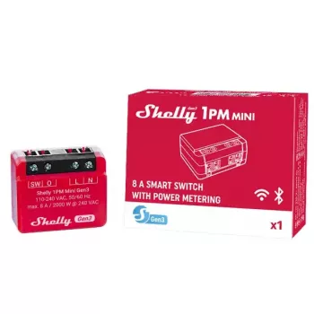 Smart Switch Shelly 1PM Mini Gen3 1P draadloos 110-240V