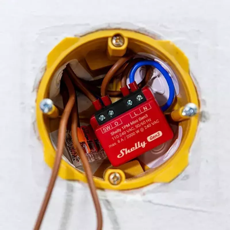 Smart Switch Shelly 1PM Mini Gen3 1P draadloos 110-240V