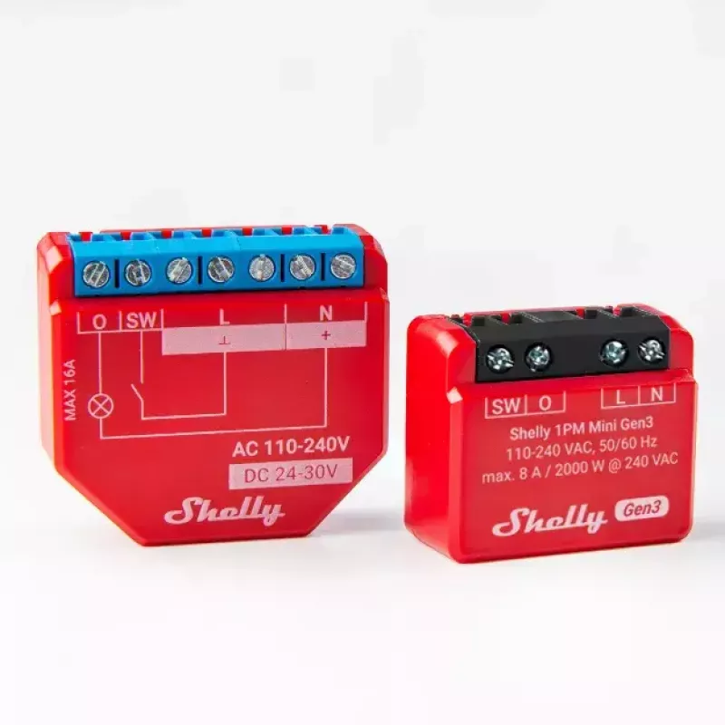 Smart Switch Shelly 1PM Mini Gen3 1P draadloos 110-240V