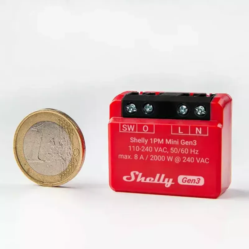 Smart Switch Shelly 1PM Mini Gen3 1P draadloos 110-240V