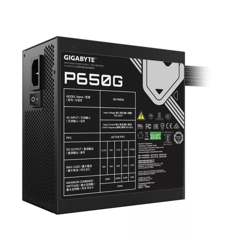 GIGABYTE GP-P650G voeding 650 W 20+4 pin ATX ATX Zwart
