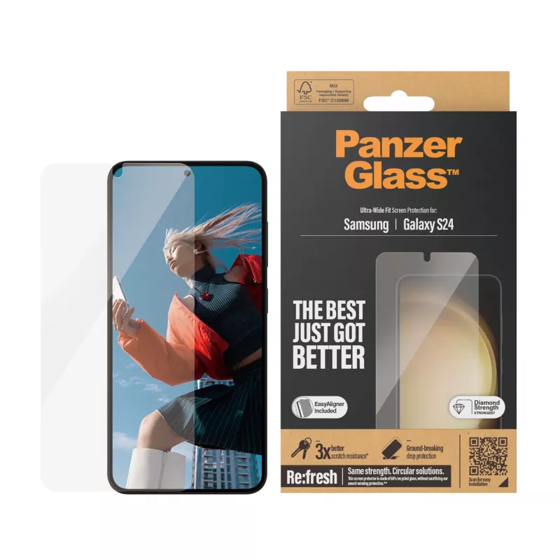 PanzerGlass® beeldschermbeschermfolie Samsung Galaxy S24 | Ultra-Wide Fit met EasyAligner