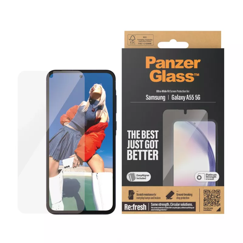 PanzerGlass ® beeldschermbeschermfolie Samsung Galaxy A55 5G | Ultra-Wide Fit met EasyAligner