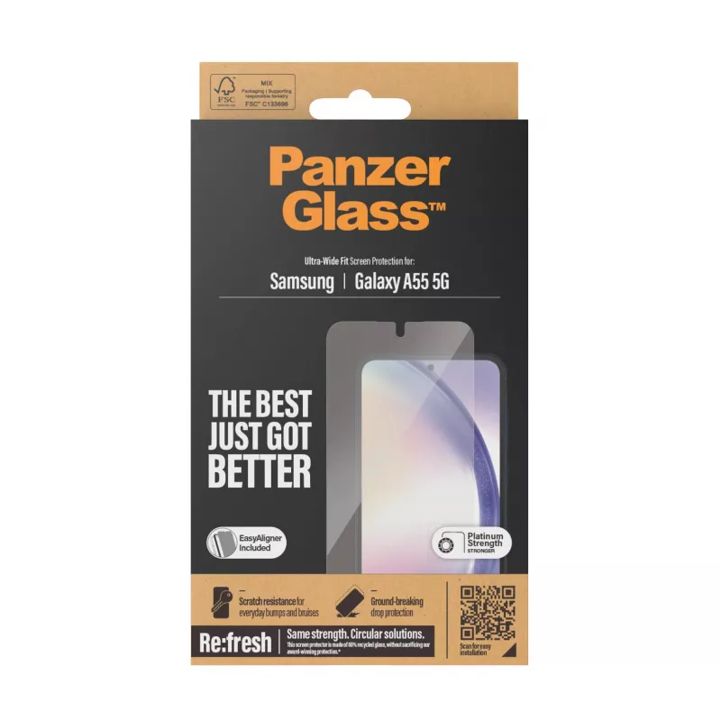 PanzerGlass ® beeldschermbeschermfolie Samsung Galaxy A55 5G | Ultra-Wide Fit met EasyAligner