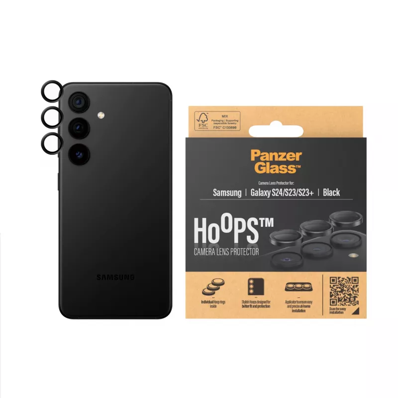 PanzerGlass ® Hoops® cameralensbescherming zwart Samsung Galaxy S24 | S23 | S23+