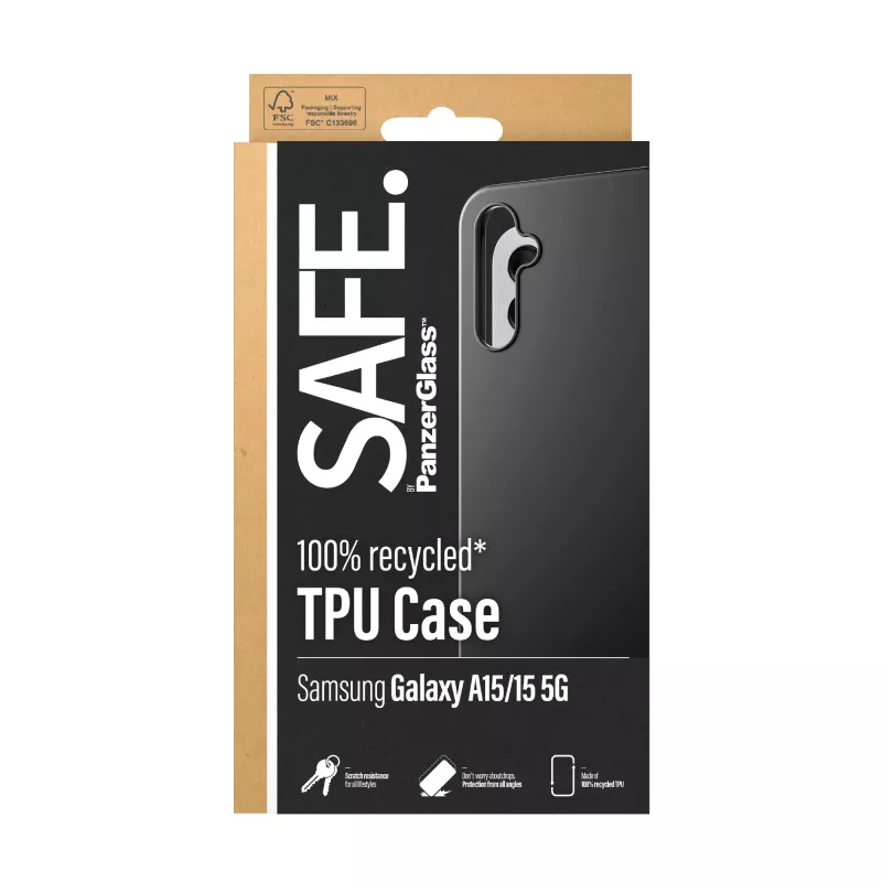 PanzerGlass SAFE. by ® TPU hoesje Samsung Galaxy A15 | A15 5G | zwart