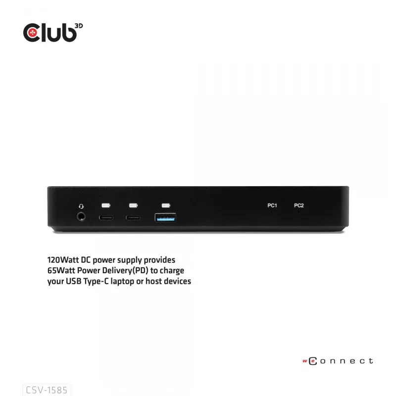 CLUB3D DisplayPort/HDMI KVM-switch/dock 4K60Hz voor USB Type-C-ingangen