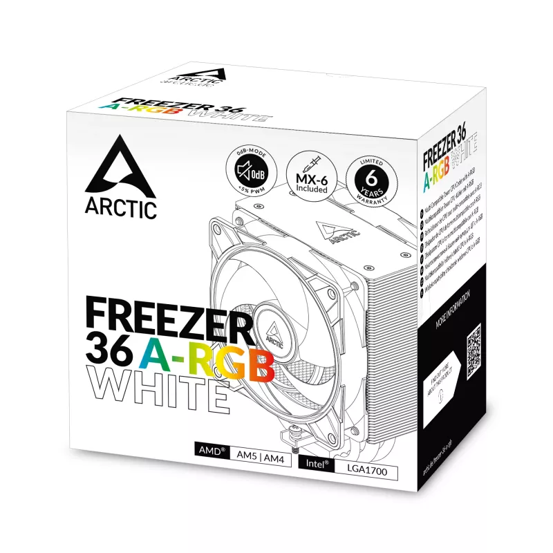 ARCTIC Freezer 36 A-RGB (wit) multi compatibel tower CPU-koeler met A-RGB