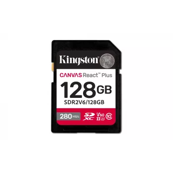 Kingston Technology 128 GB Canvas React Plus SDXC UHS-II 280R/100W U3 V60 voor Full HD/4K