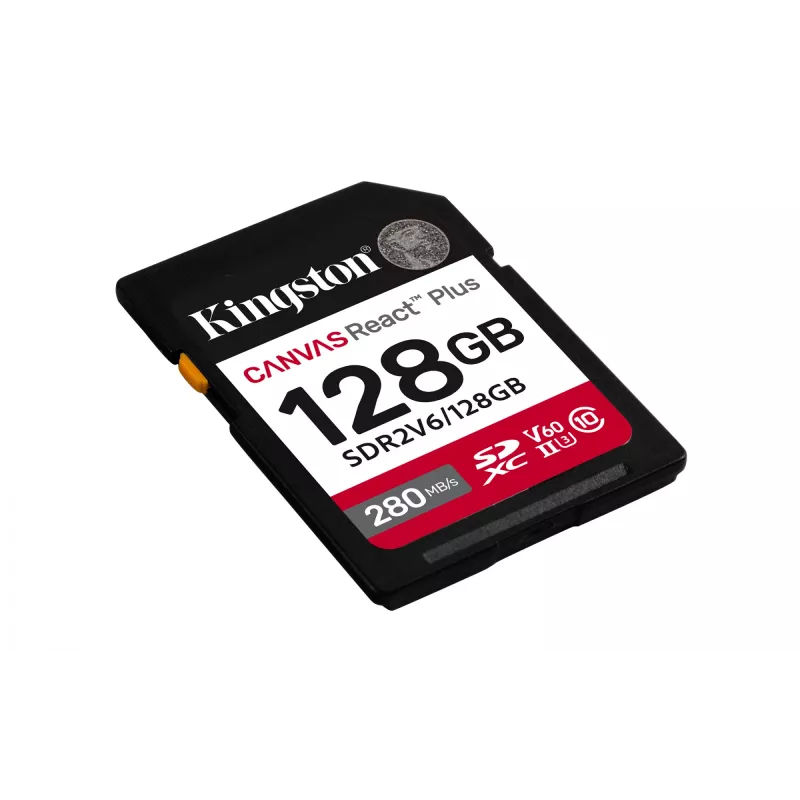 Kingston Technology 128 GB Canvas React Plus SDXC UHS-II 280R/100W U3 V60 voor Full HD/4K