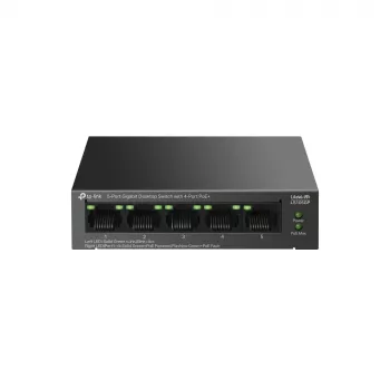 TP-LINK LiteWave 5-poorts Gigabit desktop-switch met 4-poorts PoE+ (5x Gigabit, 4 PoE+, 65 W PoE-budget)