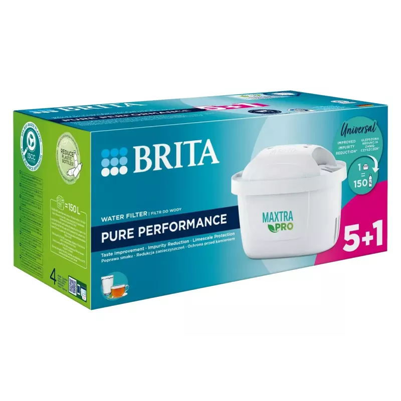 Waterfiltercartridges BRITA MX+ Pro Pure Performance vervangingsset – 6 stuks, MAXTRA-technologie, 150 l capaciteit, 1 maand levensduur