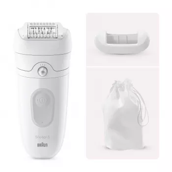 Epilator Braun Silk-épil 5 5-011 — op batterijen, MicroGrip-pincetten, nat & droog, massage, wit