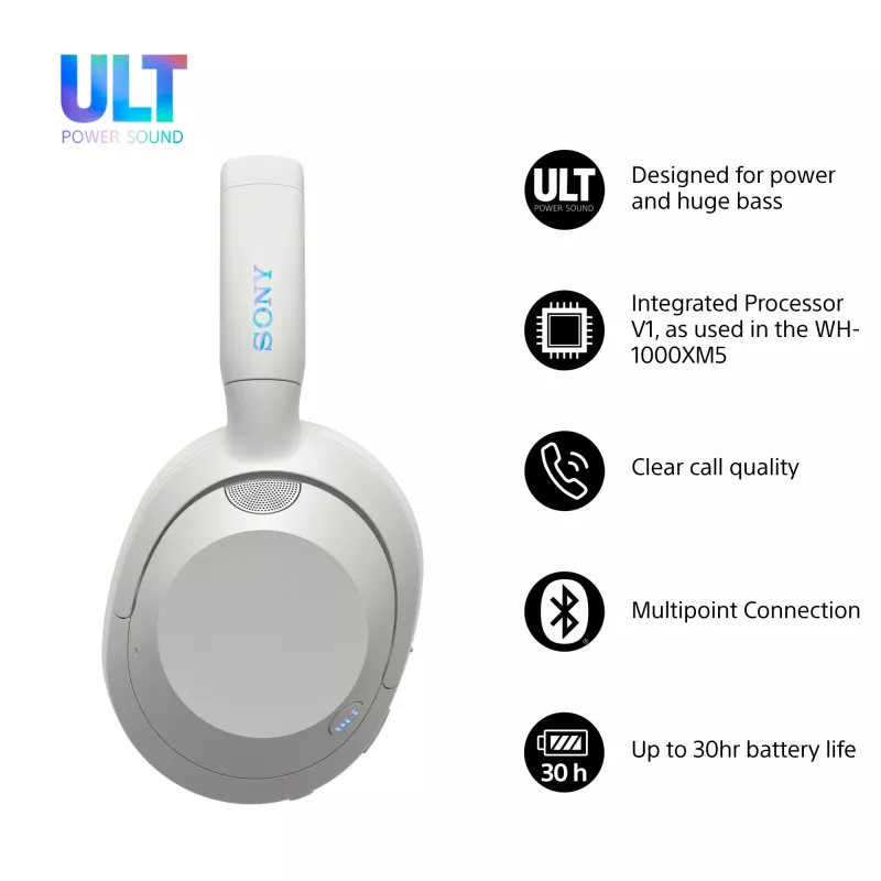Sony WH-ULT900N ULT WEAR draadloze hoofdtelefoon met ruisonderdrukking, wit