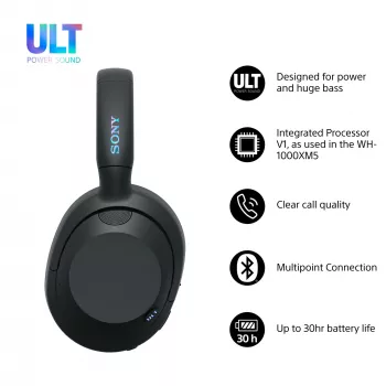 Headset Sony ULT WEAR monaural USB/Bluetooth 5.2, ANC, 30–50 h accu, 3,5 mm, USB‑C-laden, 255 g