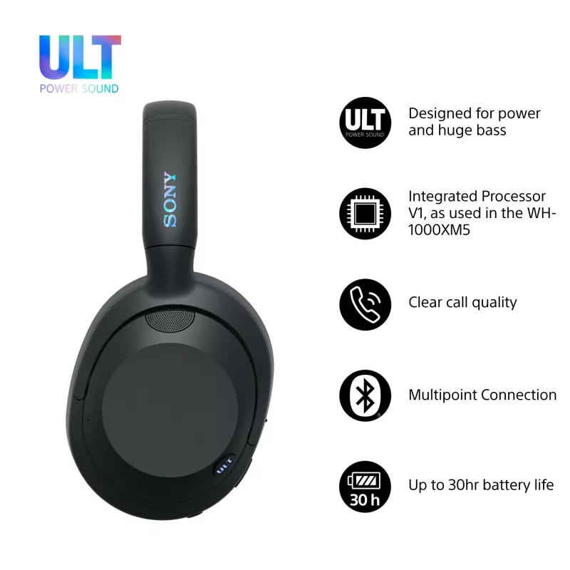 Headset Sony ULT WEAR monaural USB/Bluetooth 5.2, ANC, 30–50 h accu, 3,5 mm, USB‑C-laden, 255 g