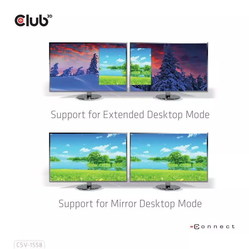 CLUB3D USB-C®-hub naar dual HDMI™ 4K60Hz M/F+PD3.0 100 W