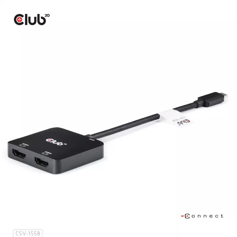 CLUB3D USB-C®-hub naar dual HDMI™ 4K60Hz M/F+PD3.0 100 W
