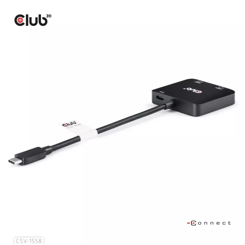 CLUB3D USB-C®-hub naar dual HDMI™ 4K60Hz M/F+PD3.0 100 W