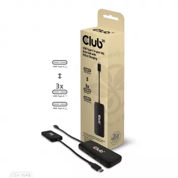 CLUB3D USB Type-C 4-poorts 10G datahub met PD3.0-oplading