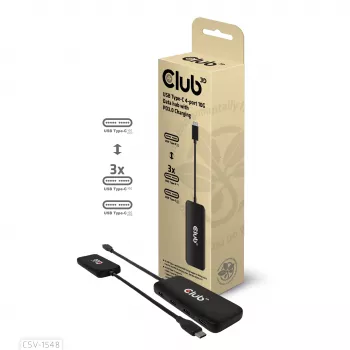 CLUB3D USB Type-C 4-poorts 10G datahub met PD3.0-oplading