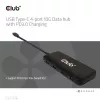 Club3D CSV-1548 USB-C-hub, 4x USB-C 10 Gbps, 100W PD, zwart