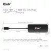 Club3D CSV-1548 USB-C-hub, 4x USB-C 10 Gbps, 100W PD, zwart