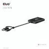 Videosplitter Club 3D CSV-1478 USB Type-C (met USB-A-adapter) naar dual DisplayPort 4K60Hz, zwart