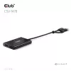 Videosplitter Club 3D CSV-1478 USB Type-C (met USB-A-adapter) naar dual DisplayPort 4K60Hz, zwart