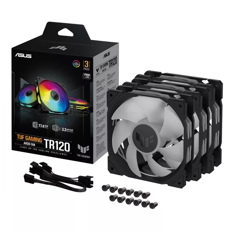 ASUS TUF GAMING TR120 ARGB 3IN1 zwart computerkast luchtkoeler 12 cm