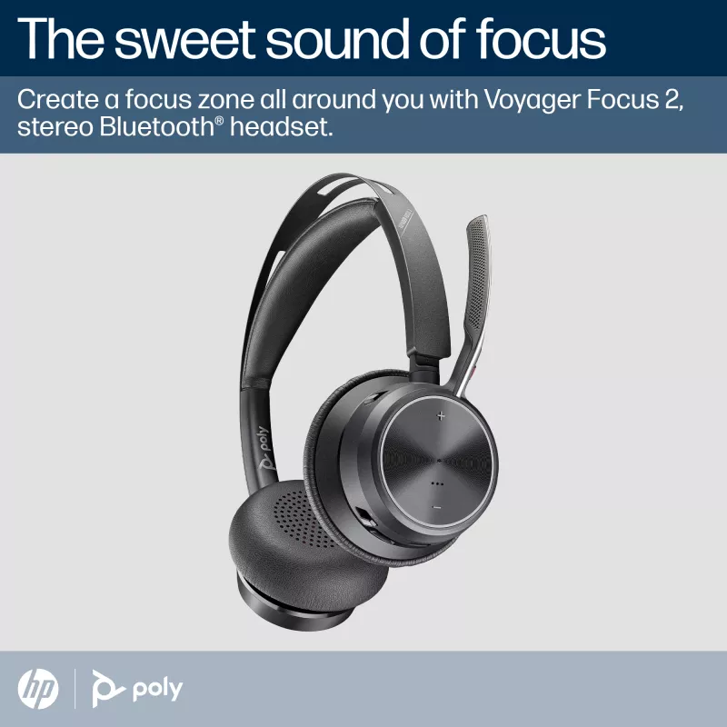HP Poly Voyager Focus 2 Microsoft Teams Certified USB-C-C-headset +USB-C/A-adapter +laadstation