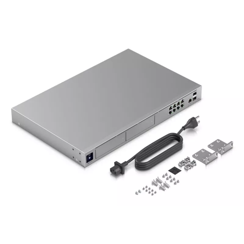 Managed switch UBIQUITI UniFi Dream Machine Pro Max, 9-poorts 2.5G Ethernet, 1U-rack, 2×SFP+, 10G-ondersteuning, 60W vermogen