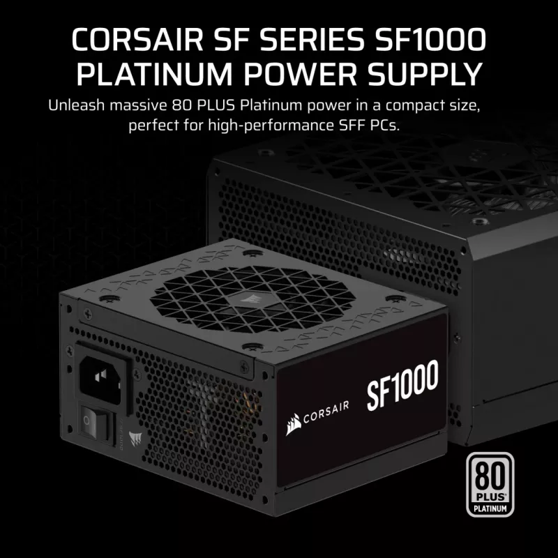 Corsair SF1000 SFX-voeding, 1000 W, 80 PLUS Platinum, volledig modulair (CP-9020257-EU)