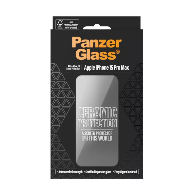PanzerGlass ® Ceramic Protection voor iPhone 15 Pro Max | Ultra-Wide Fit met EasyAligner