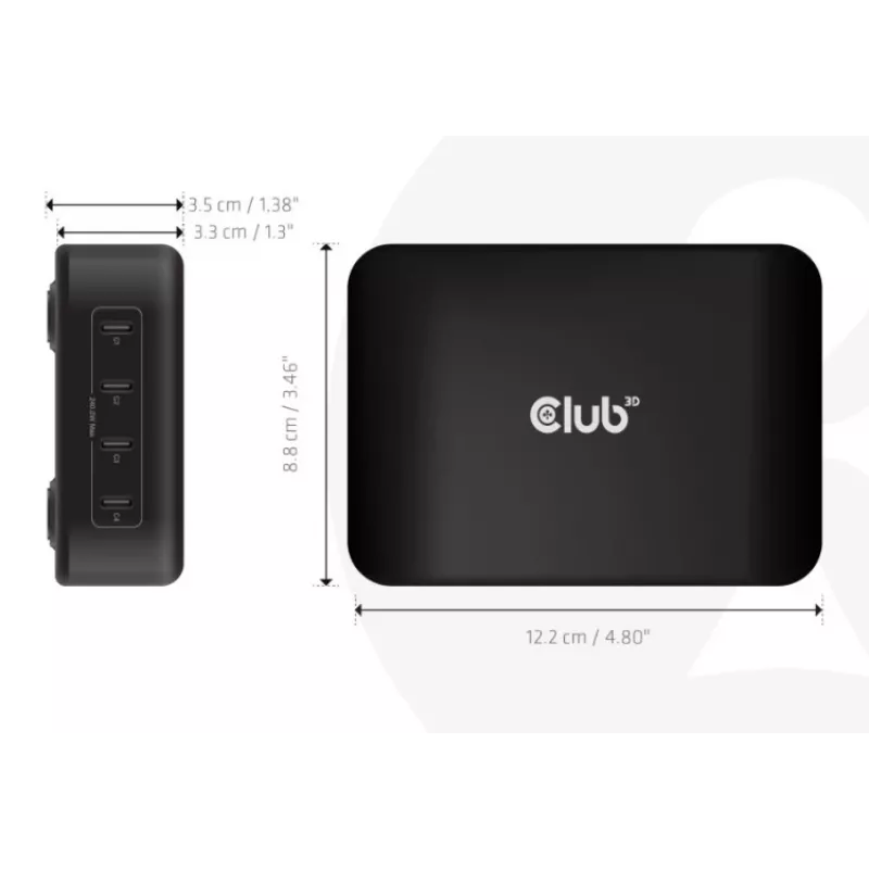 Mobiel apparaat-oplader CLUB3D CAC-1918 universeel zwart AC 4 USB Type-C aansluitingen