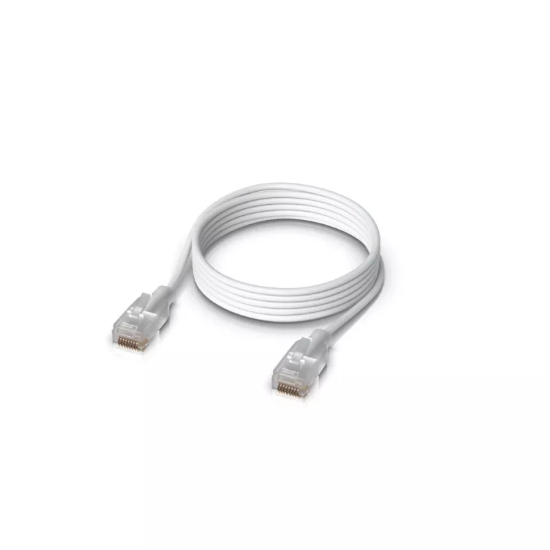 Netwerk-patchkabel UBIQUITI UACC-Cable-Patch-EL-1M-W — Cat6, 1 m, 2,5 GbE, PoE++ (4PPoE), transparant, RJ-45 stekker–stekker
