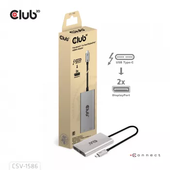 CLUB3D Thunderbolt™ 3 naar DisplayPort™ dual-monitor-adapter 4K60Hz M/F