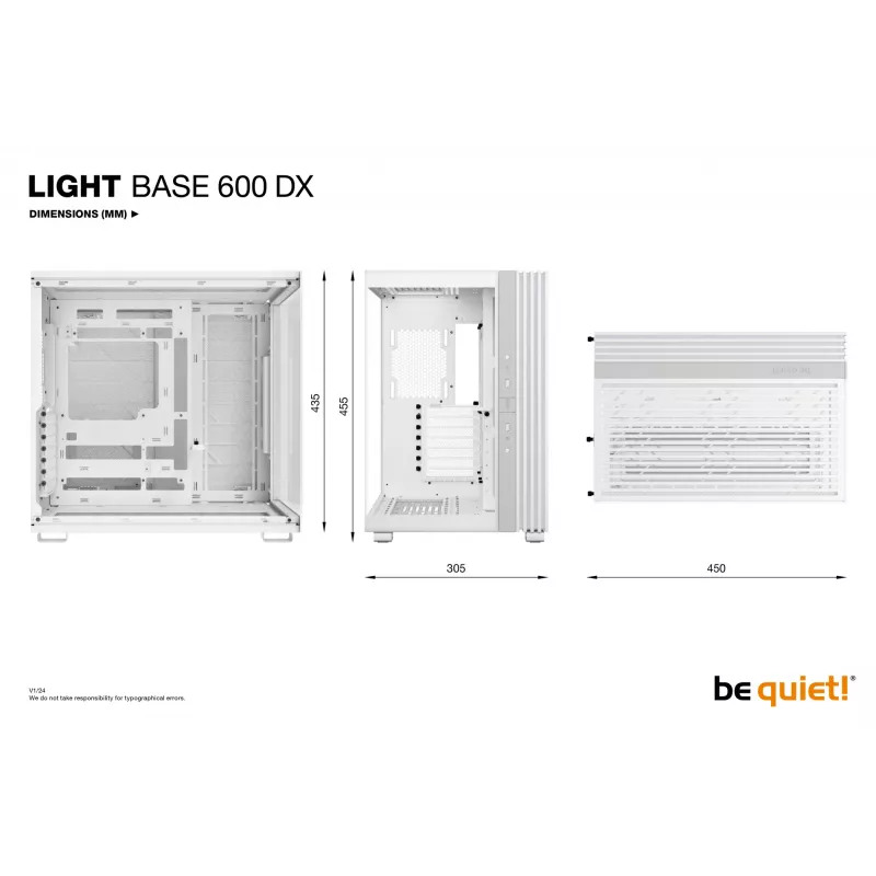 be quiet! Light Base 600 DX BGW66 Midi Tower pc-behuizing, ATX/micro-ATX/Mini-ITX, zijpaneel van gehard glas, ARGB, USB-C, wit