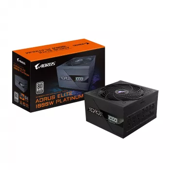 GIGABYTE AORUS ELITE P1000W ICE voeding - PCIe 5.0, 80 PLUS Platinum, volledig modulair ontwerp, 120mm-ventilator, ATX 3.0 compatibel, EU-stekker
